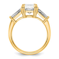 14k 3 1/5ct Cert Lab Grown Dia VS+ F+ Radiant w/ Baguette Comp Eng Ring