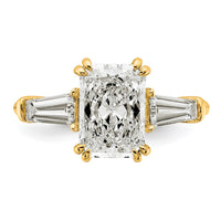 14k 3 1/5ct Cert Lab Grown Dia VS+ F+ Radiant w/ Baguette Comp Eng Ring