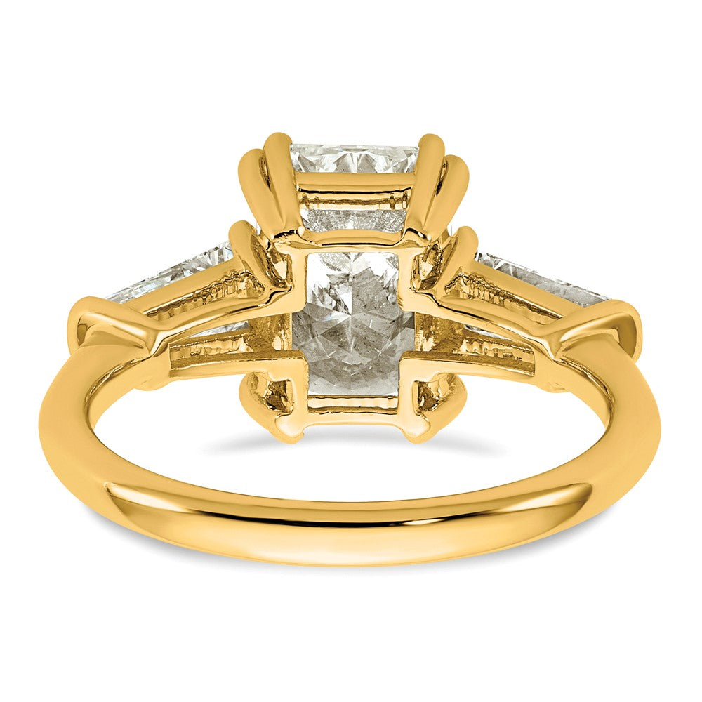 14k 3 1/5ct Cert Lab Grown Dia VS+ F+ Radiant w/ Baguette Comp Eng Ring
