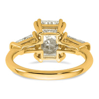 14k 3 1/5ct Cert Lab Grown Dia VS+ F+ Radiant w/ Baguette Comp Eng Ring