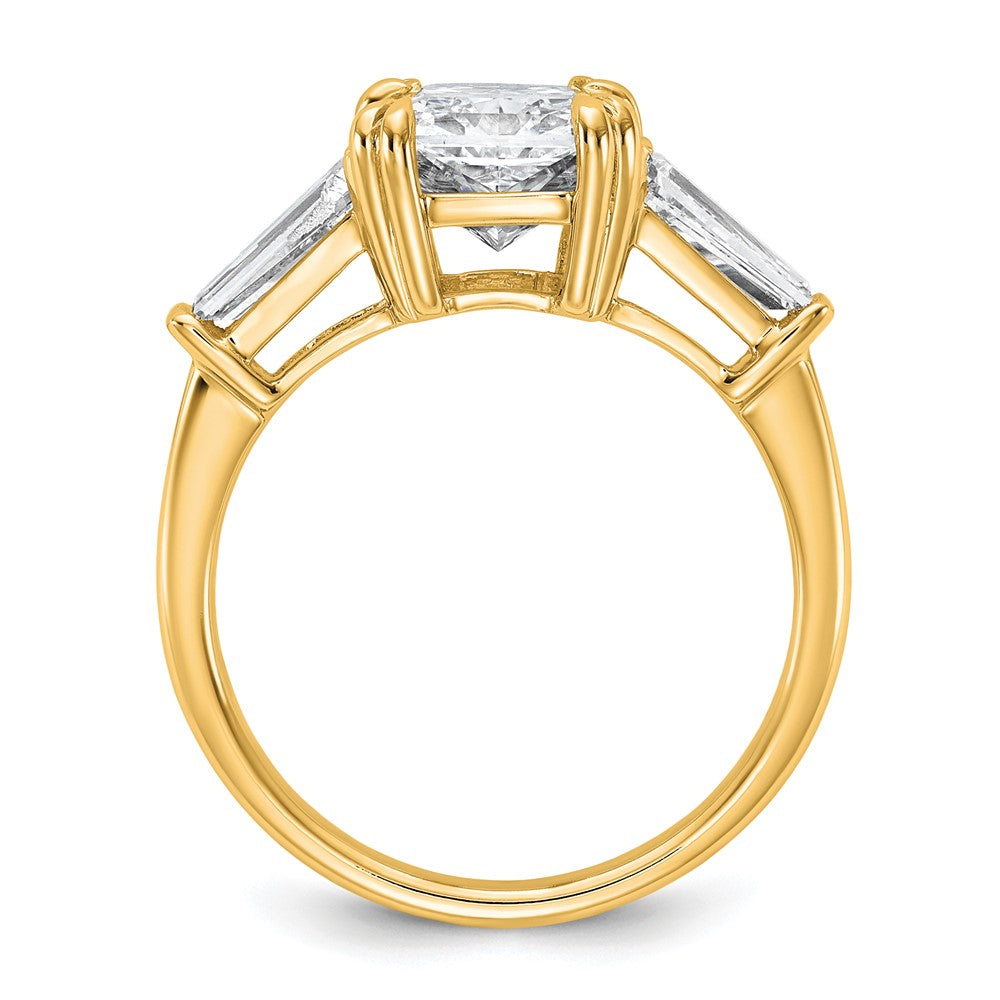 14k 3 3/4ct Cert Lab Grown Dia VS+ F+ Radiant w/ Baguette Comp Eng Ring