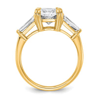 14k 3 3/4ct Cert Lab Grown Dia VS+ F+ Radiant w/ Baguette Comp Eng Ring