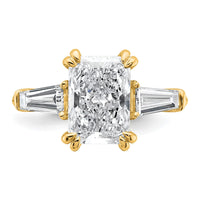 14k 3 3/4ct Cert Lab Grown Dia VS+ F+ Radiant w/ Baguette Comp Eng Ring