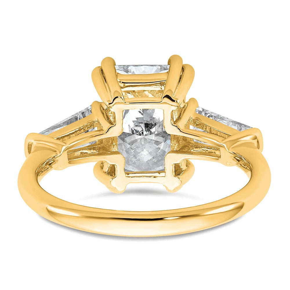 14k 3 3/4ct Cert Lab Grown Dia VS+ F+ Radiant w/ Baguette Comp Eng Ring