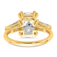 14k 3 3/4ct Cert Lab Grown Dia VS+ F+ Radiant w/ Baguette Comp Eng Ring