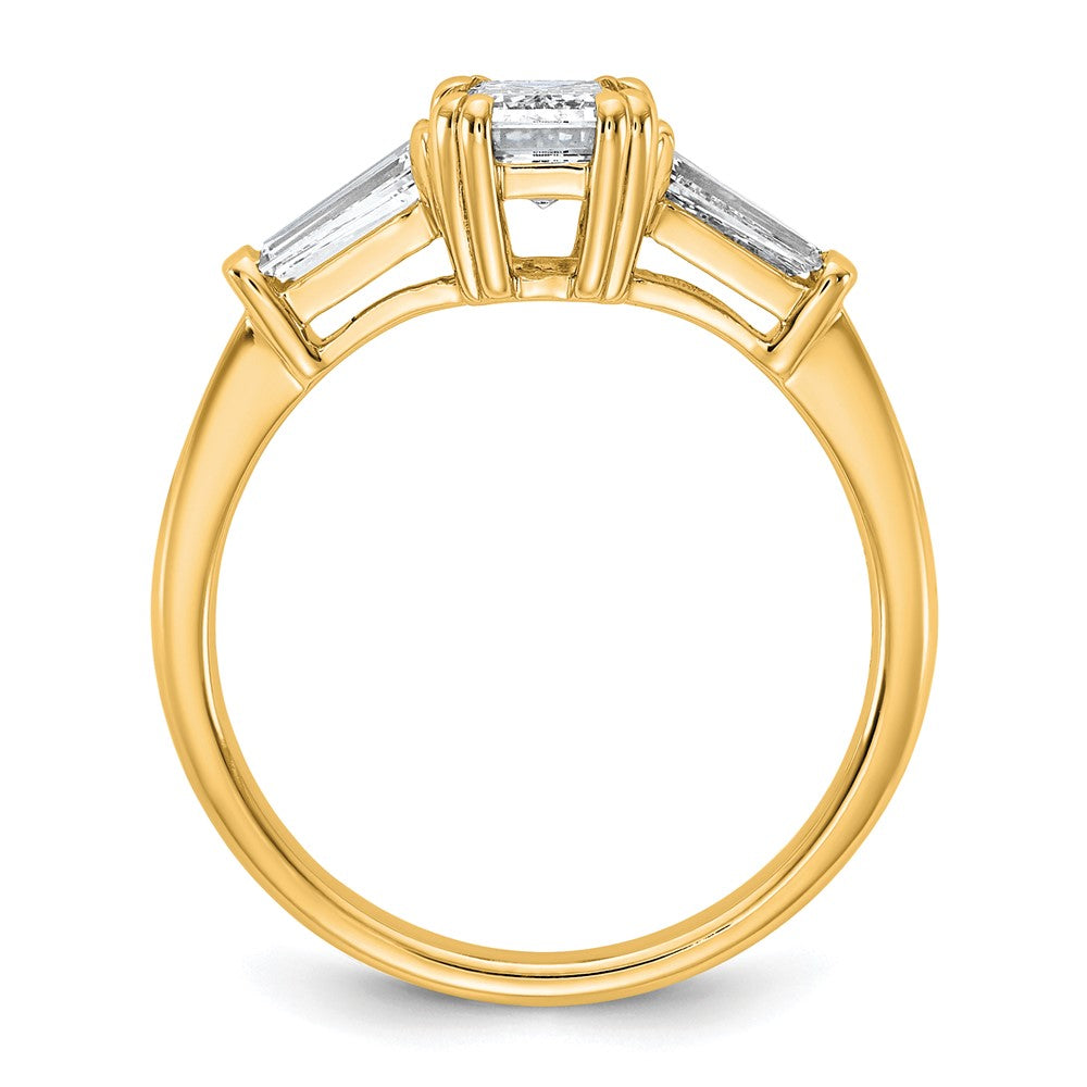 14k 1 1/2ct Cert Lab Grown Dia VS+ F+ Emerald&Tapered Baguette Eng Ring