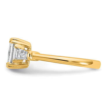 14k 1 1/2ct Cert Lab Grown Dia VS+ F+ Emerald&Tapered Baguette Eng Ring