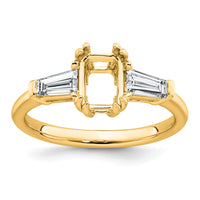 14k 1/2ct Lab Grown Dia VS+ F+ Emerald Center Semi-Mount Eng Ring