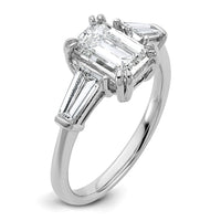 14kw 2 1/5ct Cert Lab Grown Dia VS+ F+ Emerald&Tapered Baguette Eng Ring