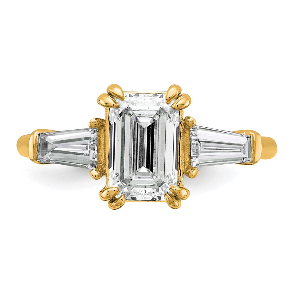 14k 2 1/5ct Cert Lab Grown Dia VS+ F+ Emerald&Tapered Baguette Eng Ring