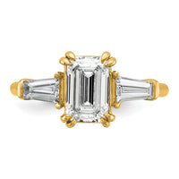 14k 2 1/5ct Cert Lab Grown Dia VS+ F+ Emerald&Tapered Baguette Eng Ring
