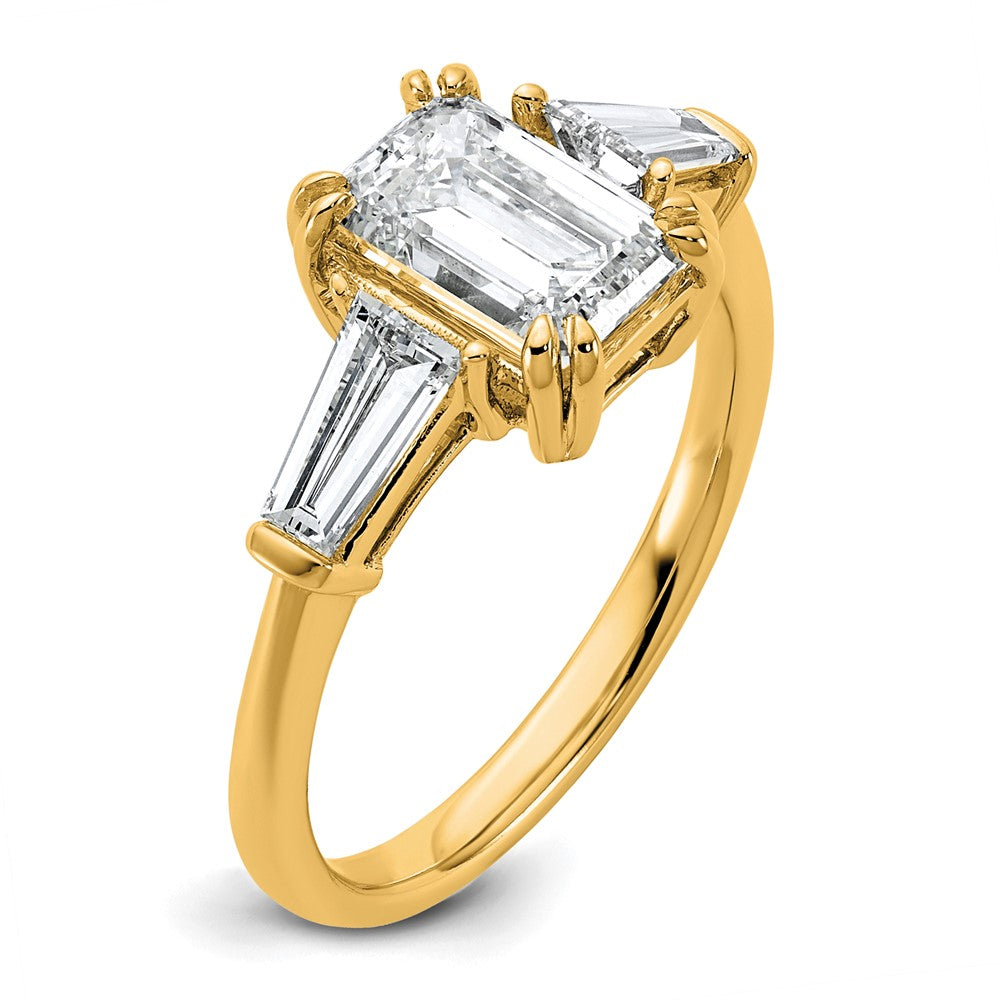14k 2 1/5ct Cert Lab Grown Dia VS+ F+ Emerald&Tapered Baguette Eng Ring