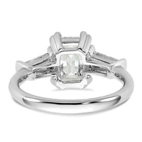 14kw 1 3/4ct Cert Lab Grown Dia VS+ F+ Emerald&Tapered Baguette Eng Ring