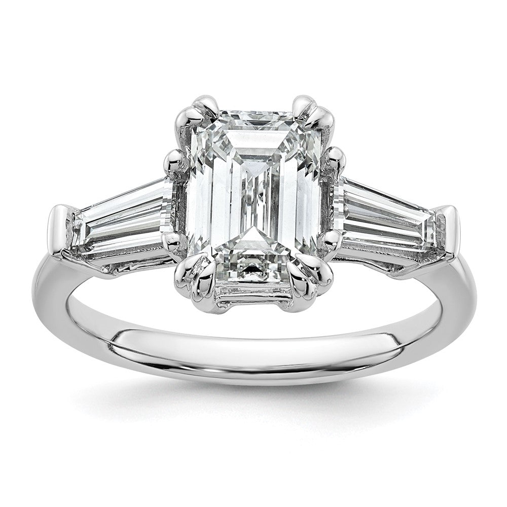 14kw 1 3/4ct Cert Lab Grown Dia VS+ F+ Emerald&Tapered Baguette Eng Ring