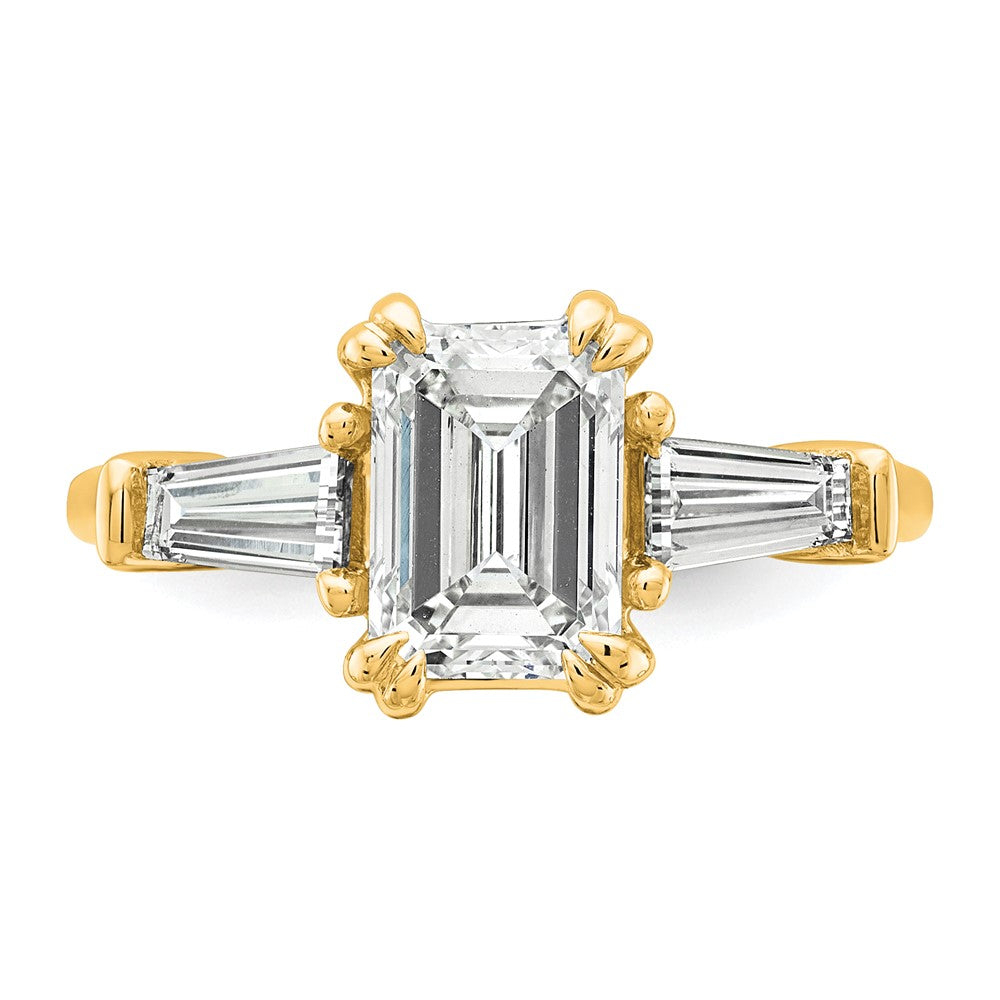 14k 1 3/4ct Cert Lab Grown Dia VS+ F+ Emerald&Tapered Baguette Eng Ring