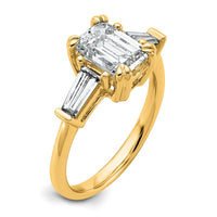 14k 1 3/4ct Cert Lab Grown Dia VS+ F+ Emerald&Tapered Baguette Eng Ring
