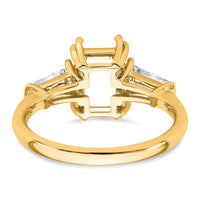 14k 7/8ct Lab Grown Dia VS+ F+ Emerald Center Semi-Mount Eng Ring