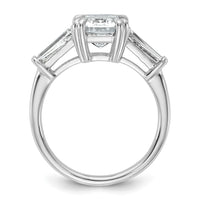 14kw 3 3/4ct Lab Grown Dia VS+ F+ Emerald&Tapered Baguette Eng Ring