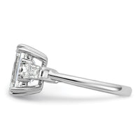 14kw 3 3/4ct Lab Grown Dia VS+ F+ Emerald&Tapered Baguette Eng Ring