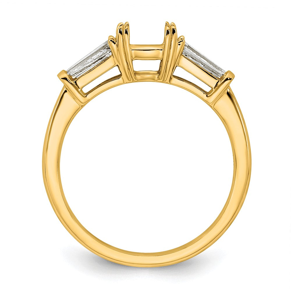 14k 1/2ct Lab Grown Diamond VS+ F+ Baguette 1ct Cushion Semi Eng Ring