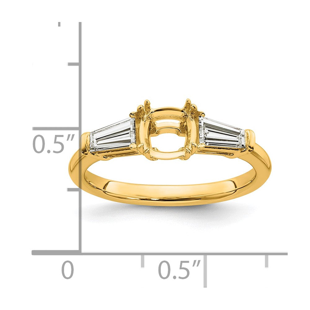 14k 1/2ct Lab Grown Diamond VS+ F+ Baguette 1ct Cushion Semi Eng Ring