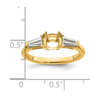 14k 1/2ct Lab Grown Diamond VS+ F+ Baguette 1ct Cushion Semi Eng Ring