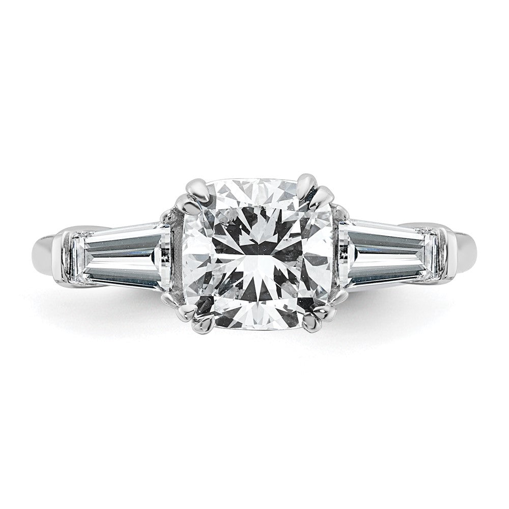 14kw 2ct Lab Grown Diamond VS+ F+ Cushion&Baguette Comp Eng Ring
