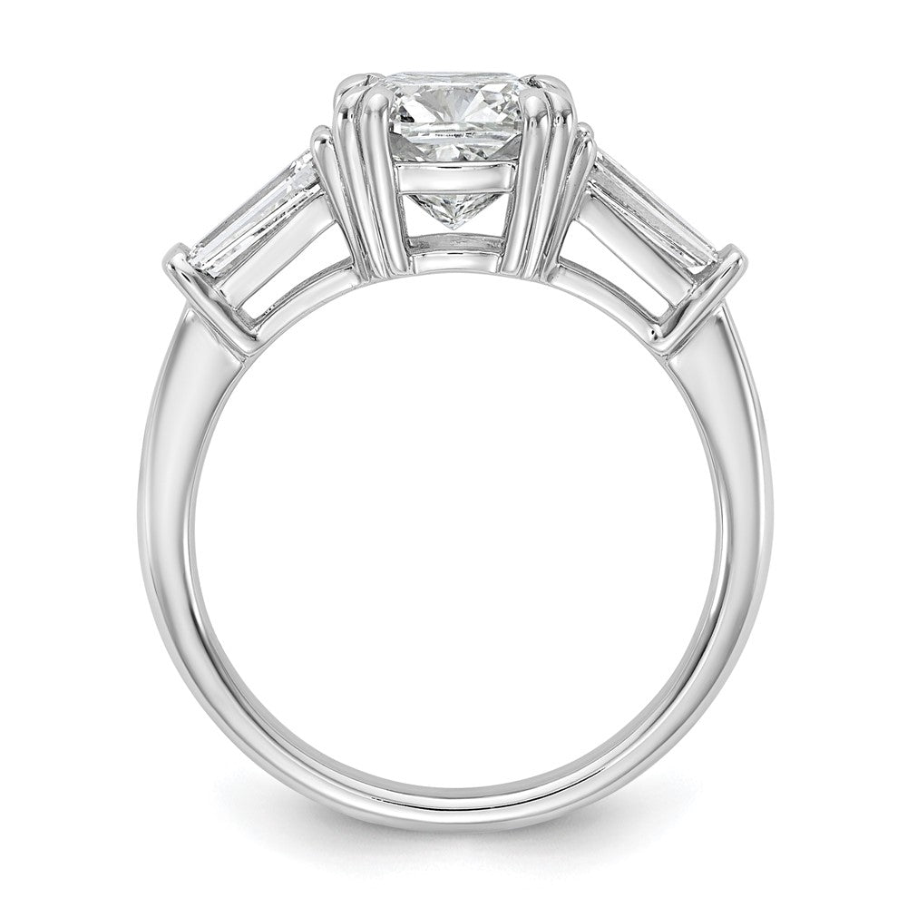 14kw 2 5/8ct Lab Grown Diamond VS+ F+ Cushion&Baguette Comp Eng Ring
