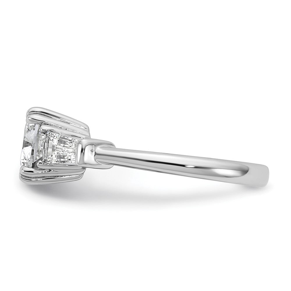 14kw 2 5/8ct Lab Grown Diamond VS+ F+ Cushion&Baguette Comp Eng Ring