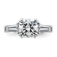 14kw 2 5/8ct Lab Grown Diamond VS+ F+ Cushion&Baguette Comp Eng Ring