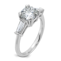 14kw 2 5/8ct Lab Grown Diamond VS+ F+ Cushion&Baguette Comp Eng Ring