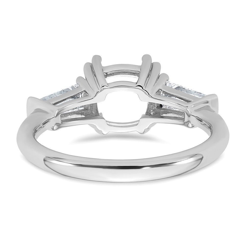 14kw 5/8ct Lab Grown Diamond VS+ F+ Baguette 2ct Cushion Semi Eng Ring