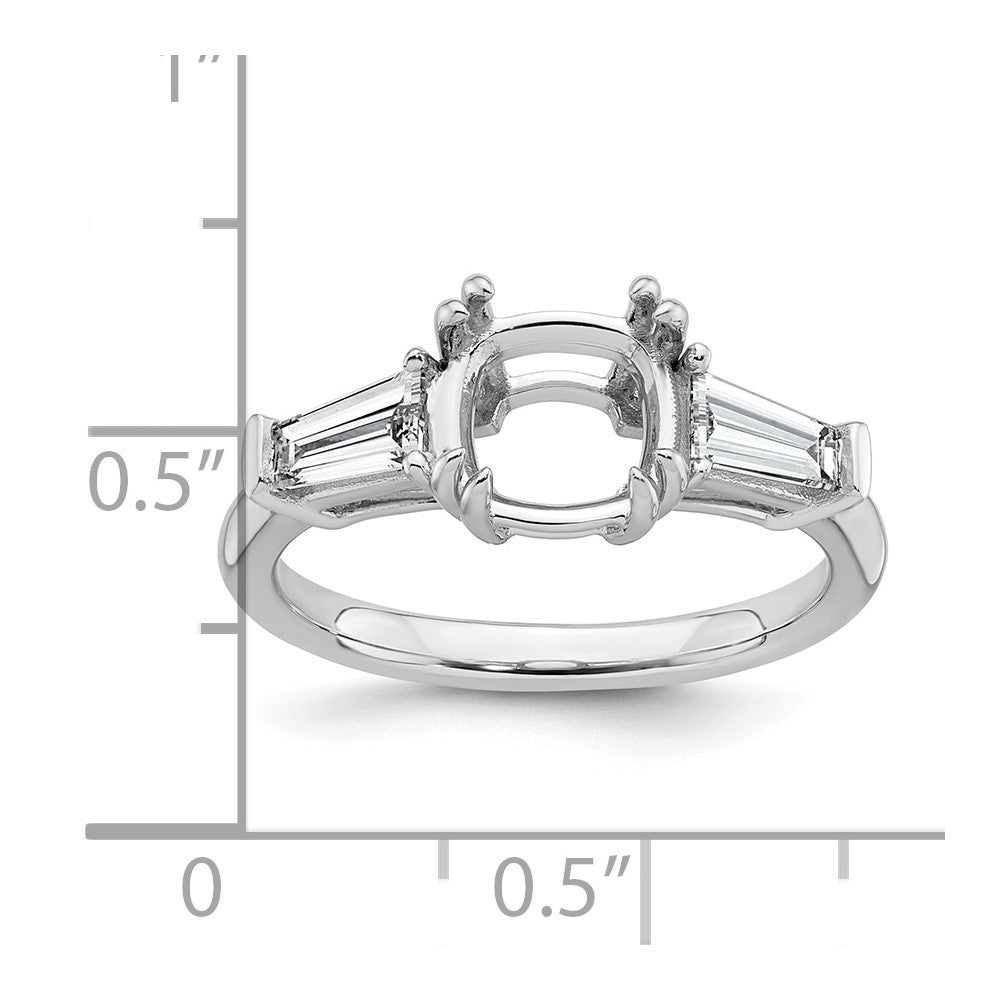 14kw 5/8ct Lab Grown Diamond VS+ F+ Baguette 2ct Cushion Semi Eng Ring