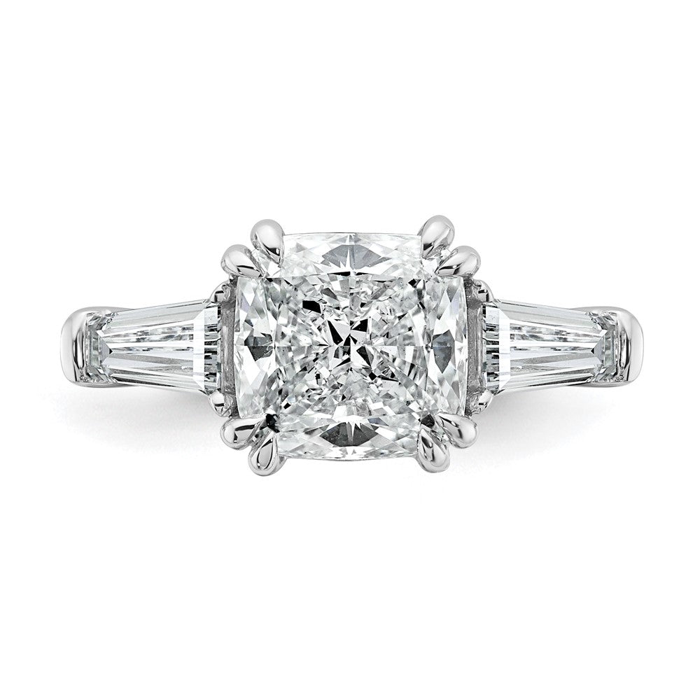 14kw 3 1/5ct Lab Grown Dia VS+ F+ Cushion&Baguette Comp Eng Ring