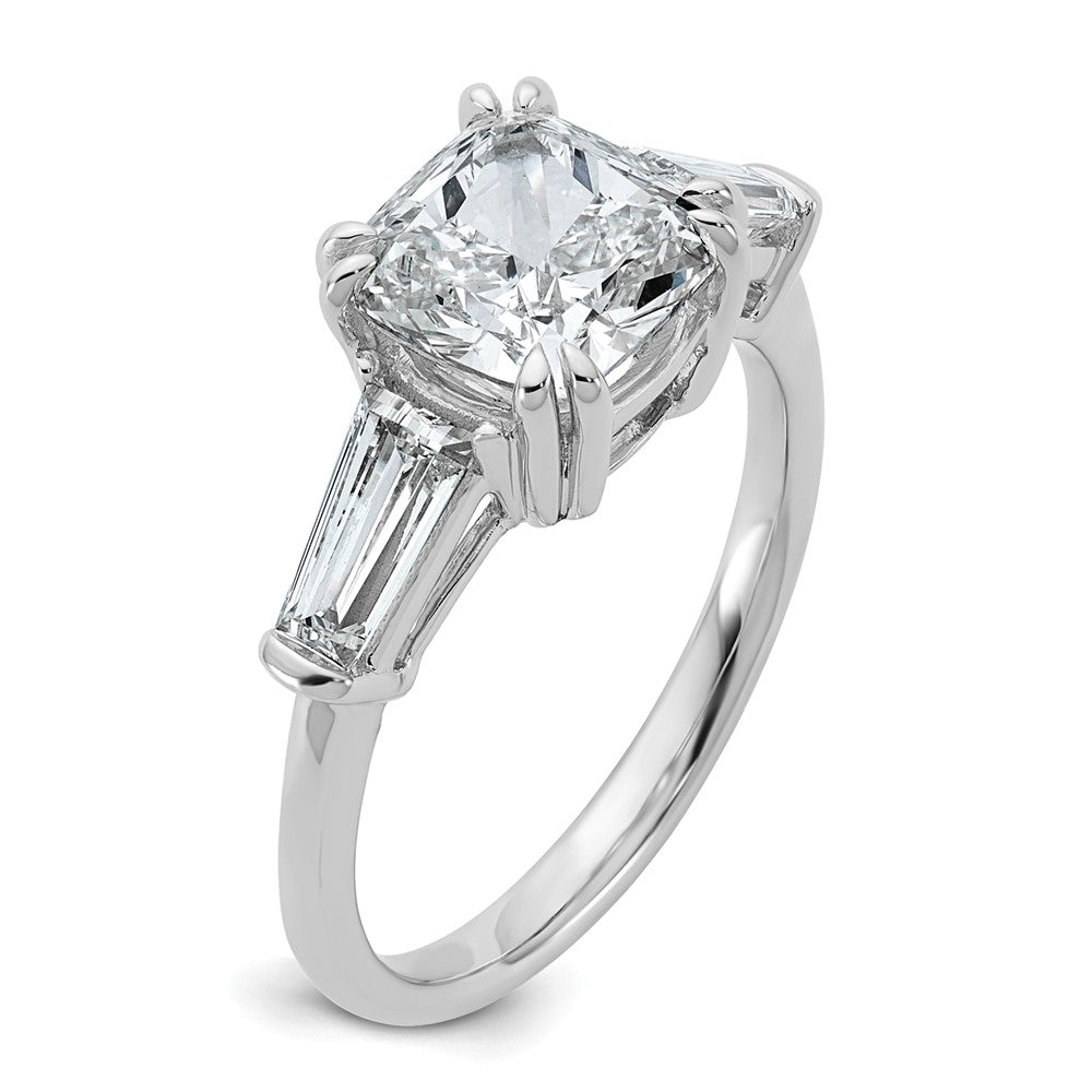 14kw 3 1/5ct Lab Grown Dia VS+ F+ Cushion&Baguette Comp Eng Ring
