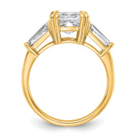 14k 3 1/5ct Cert Lab Grown Dia VS+ F+ Cushion&Baguette Comp Eng Ring