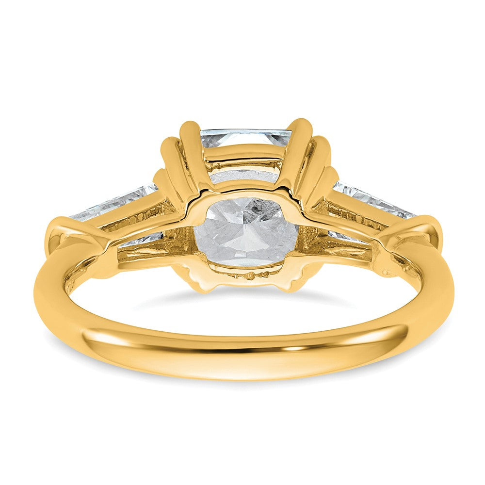 14k 3 1/5ct Cert Lab Grown Dia VS+ F+ Cushion&Baguette Comp Eng Ring