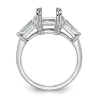 14kw 3/4ct Lab Grown Dia VS+ F+ Baguette 2 1/2ct Cushion Semi Eng Ring