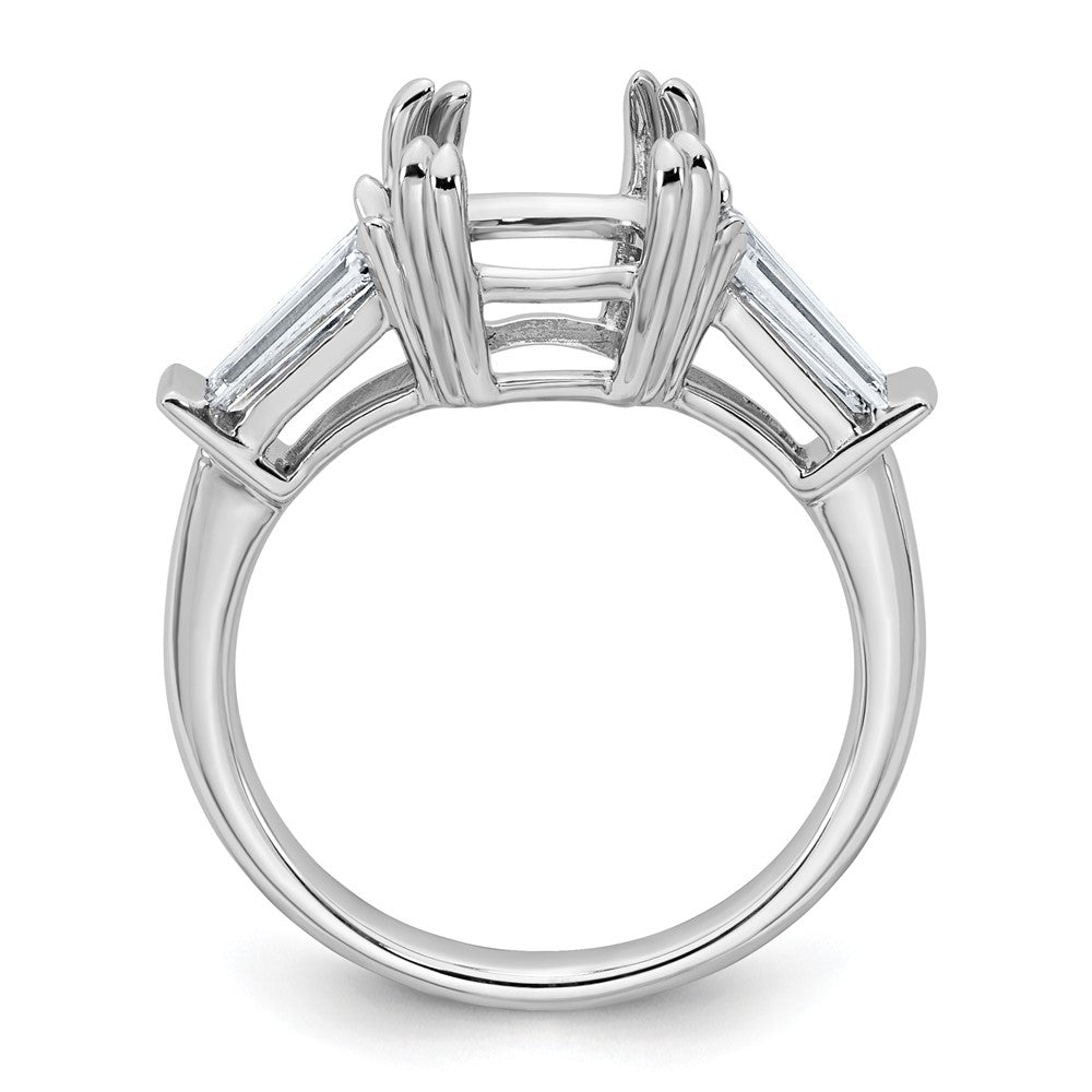 14kw 3/4ct Lab Grown Diamond VS+ F+ Baguette 3ct Cushion Semi Eng Ring