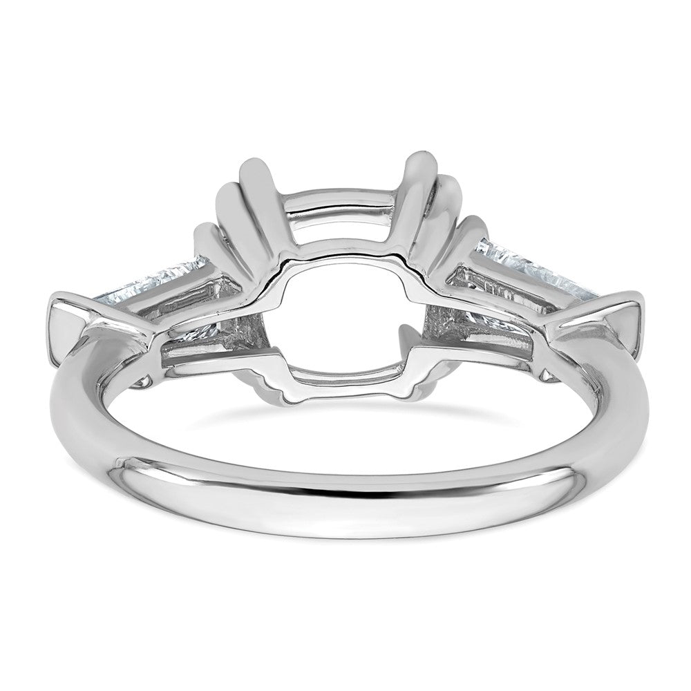 14kw 3/4ct Lab Grown Diamond VS+ F+ Baguette 3ct Cushion Semi Eng Ring