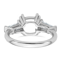 14kw 3/4ct Lab Grown Diamond VS+ F+ Baguette 3ct Cushion Semi Eng Ring