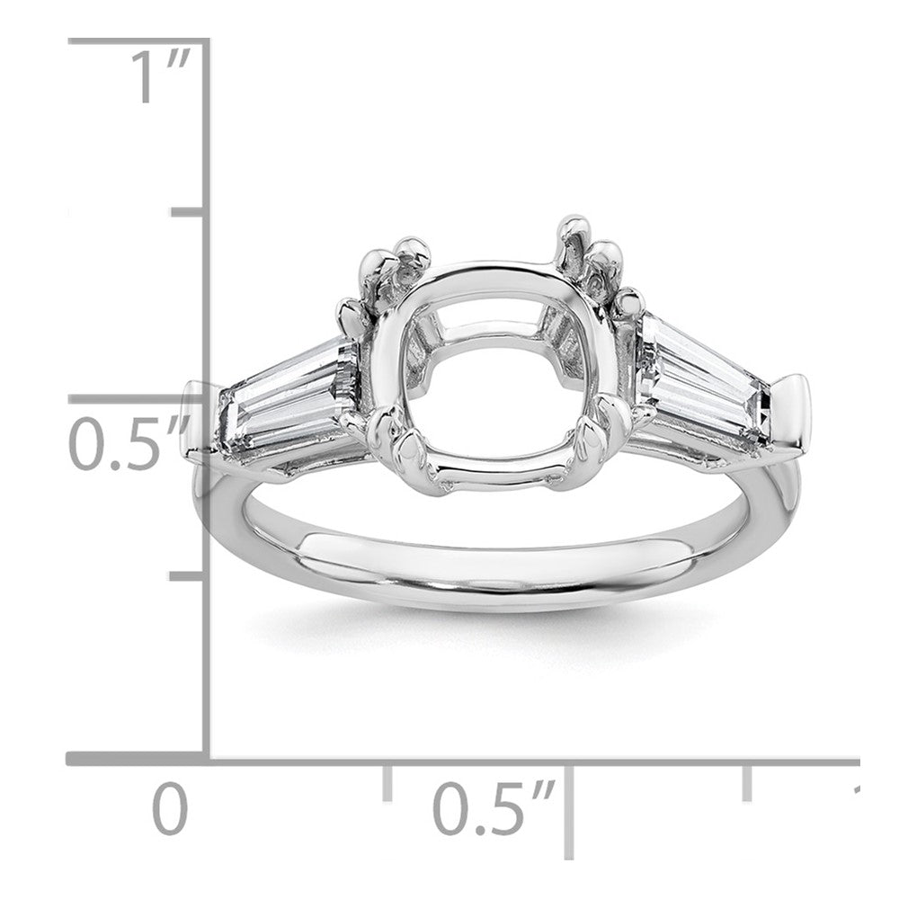 14kw 3/4ct Lab Grown Diamond VS+ F+ Baguette 3ct Cushion Semi Eng Ring