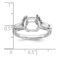 14kw 3/4ct Lab Grown Diamond VS+ F+ Baguette 3ct Cushion Semi Eng Ring
