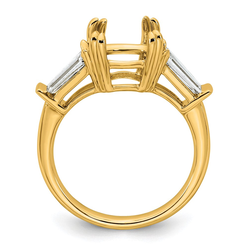 14k 3/4ct Lab Grown Diamond VS+ F+ Baguette 3ct Cushion Semi Eng Ring