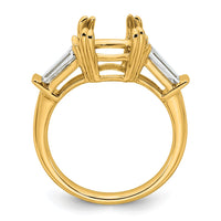 14k 3/4ct Lab Grown Diamond VS+ F+ Baguette 3ct Cushion Semi Eng Ring
