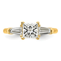 14k 1 1/2ct Cert Lab Grown Dia VS+ F+ Princess&Baguette Comp Eng Ring