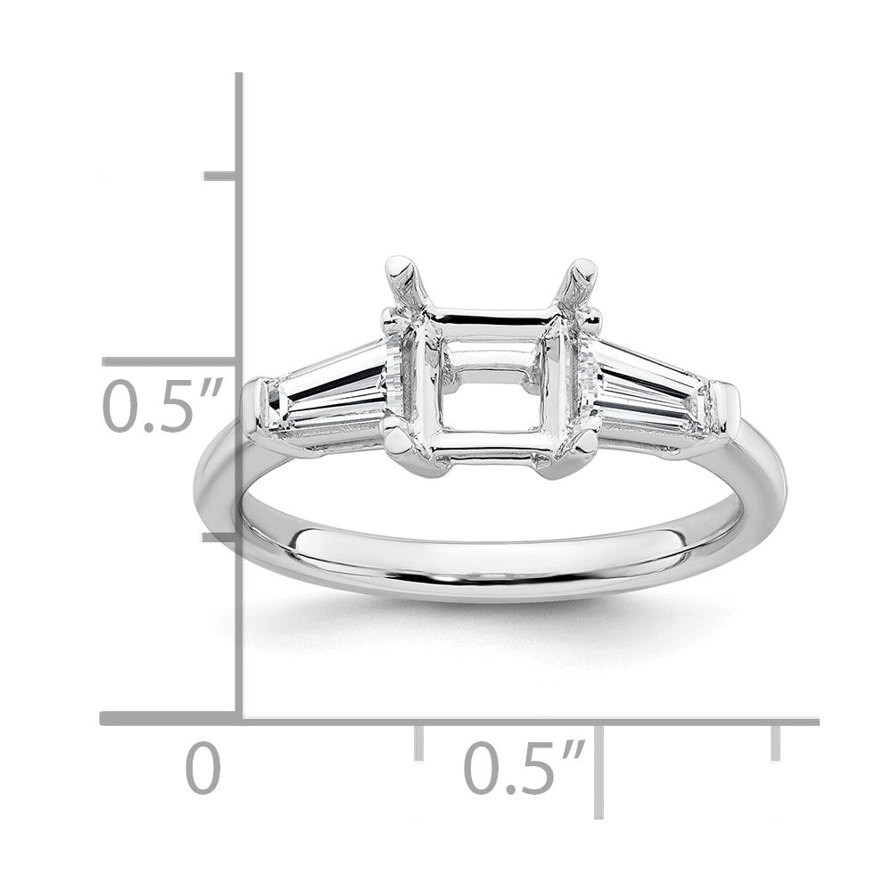 14kw 1/2ct Lab Grown Diamond VS+ F+ Baguette 1ct Princess Semi Eng Ring