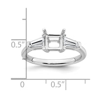 14kw 1/2ct Lab Grown Diamond VS+ F+ Baguette 1ct Princess Semi Eng Ring