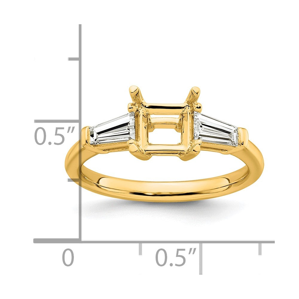 14k 1/2ct Lab Grown Diamond VS+ F+ Baguette 1ct Princess Semi Eng Ring