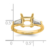 14k 3/4ct Lab Grown Dia VS+ F+ Baguette 1 1/2ct Princess Semi Eng Ring
